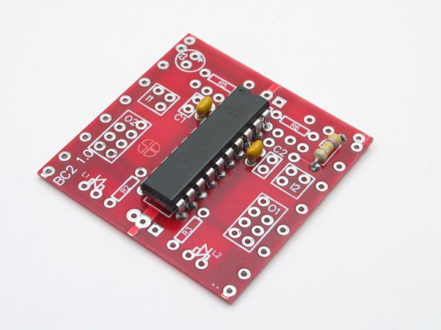 Bottom side showing the 74HCT240 chip, 0.01uF caps and 470K enable tie down resistor.